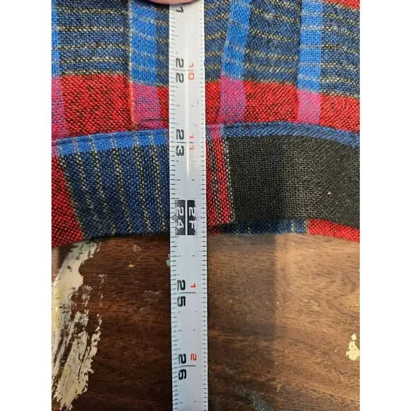 Vintage Red Wool Pleated Skirt XS 23 Plaid - Picture 8 of 8
